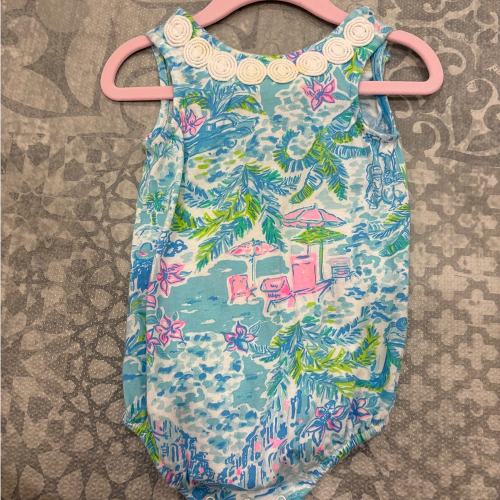 Lilly Pulitzer Blue and Green Baby Onesie